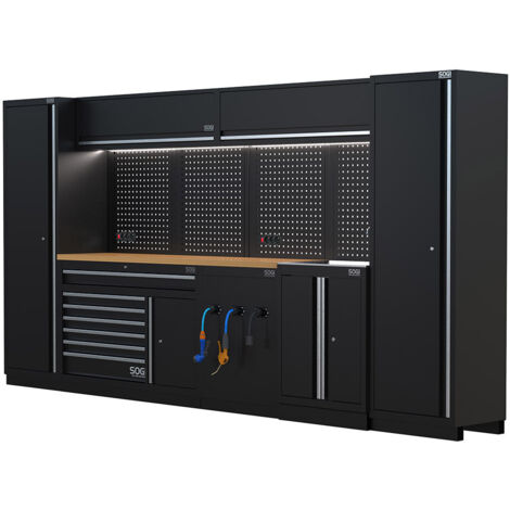 Arredamento modulare per officina e garage SOGI ARR-OFF-3920-A-L - piano in legno - 3920x465x2000 mm