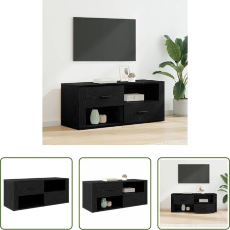 Arredamento rustico -  Mobile TV Rovere Nero 100 x 35 x 40 cm Legno multistrato