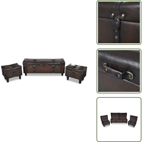 Arredamento - vidaXL Cassapanca Set 3 pz Marrone - Stoccaggio