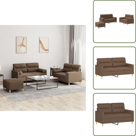 Arredamento - vidaXL Set di Divani 3 pz con Cuscini Marrone in Tessuto - Divano a 2 posti