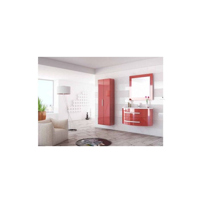 Arredo Bagno Moderno Rosso.Arredo Bagno 100 Cm Lavabo Specchio Incluso Mobile Sospeso Moderno In Rosso Mobili Mar25