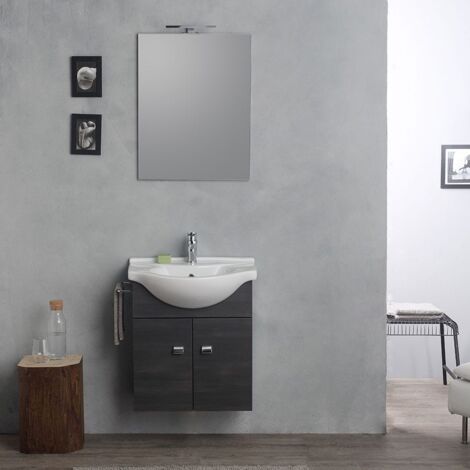 E Arredobagno It Opinioni.Arredo Bagno Con Base E Lavandino Specchio Luce Rovere Scuro Sospeso 02010042000003