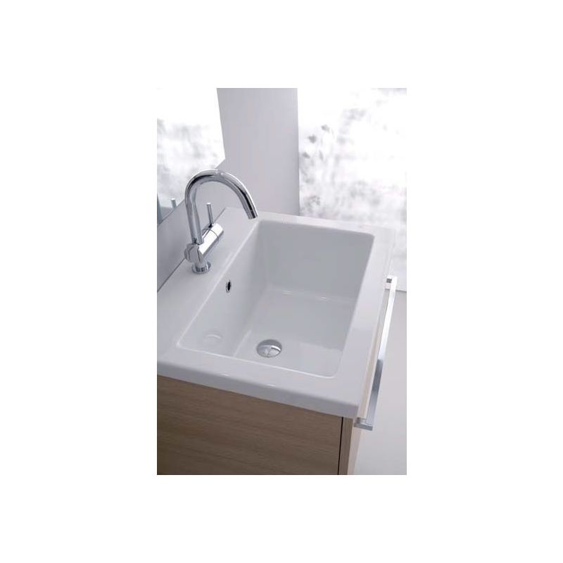 Lavatoio In Ceramica Sospeso.Arredo Bagno Moderno Lavabo In Ceramica 60x48 Cm Mobile Salva Spazio Lavatoio Sospeso Bianco Rigato Zeu2