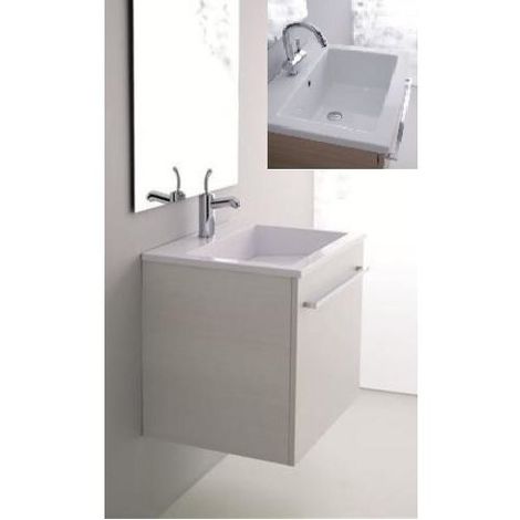 Lavatoio In Ceramica Sospeso.Arredo Bagno Moderno Lavabo In Ceramica 60x48 Cm Mobile Salva Spazio Lavatoio Sospeso Bianco Rigato Zeu2