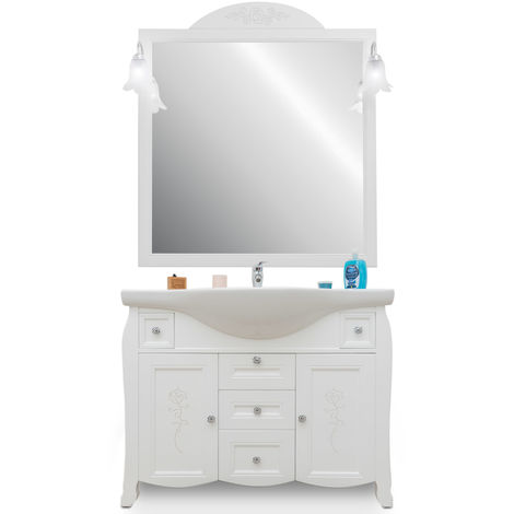 Mobile Bagno Doppio Lavabo Shabby.Mobile Da Bagno Shabby Chic 105 Cm Completo In Legno 1516