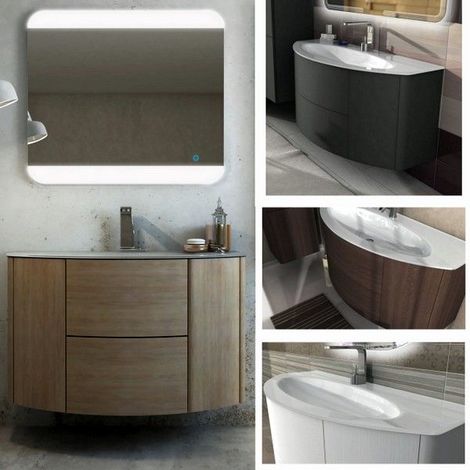 Tft Arredo Bagno Prezzi.Arredo Bagno Sospeso 90 Cm Mobile Lavabo In Cristallo Mobili Bianco Frassino Ed006