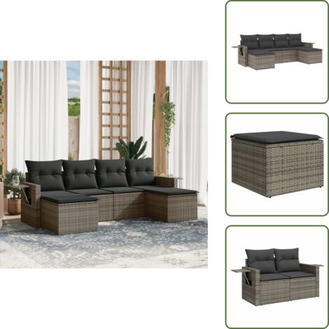 Arredo da esterno - vidaXL Set Divano da Giardino 6 pz con Cuscini Grigio in Polyrattan - Rattan PE