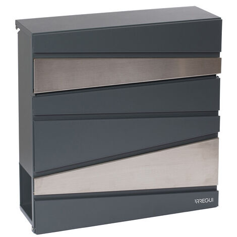 Cassetta Postale Da Parete Moderna - In Acciaio Inox Verniciato, Con Porta-Giornale E Chiavi, Grigio - Foto 7