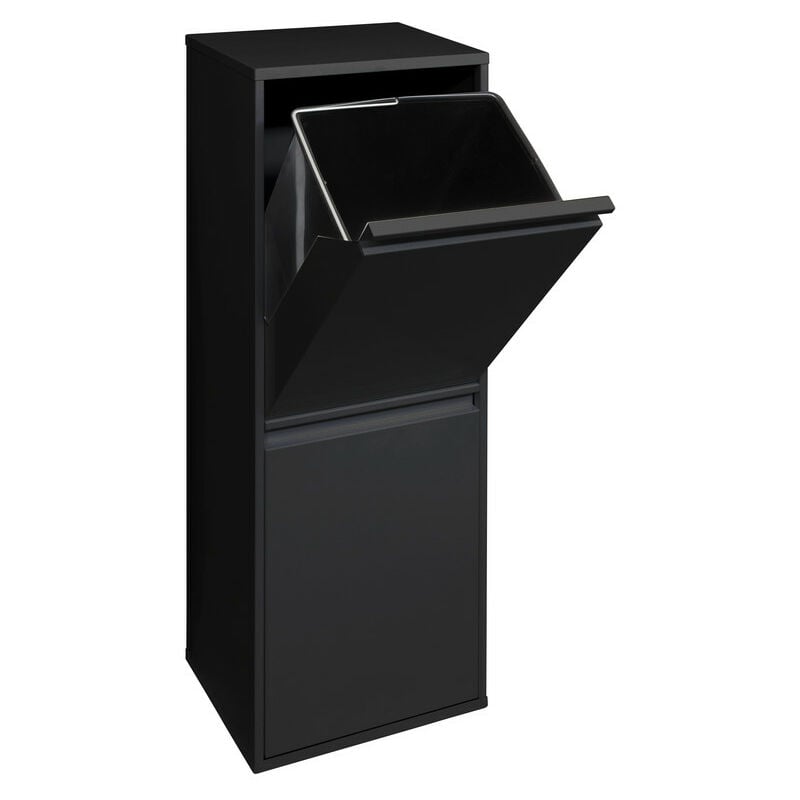 Basic Poubelle de recyclage en acier, poubelle de tri sélectif, 2 seaux, 2 x 17L (34L), Noir CR206-B - Arregui