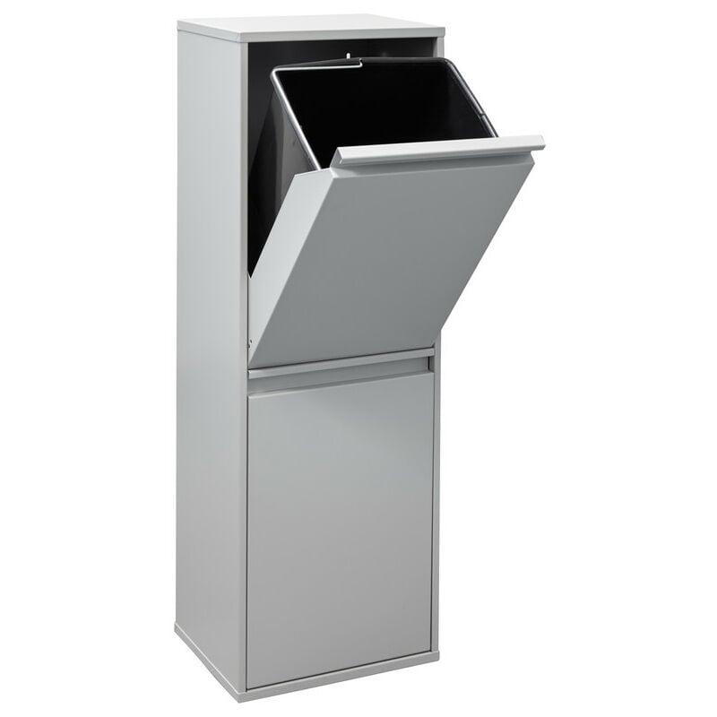 Basic Poubelle de recyclage en acier, poubelle de tri sélectif, 2 seaux, 2 x 17L (34L), Gris CR202-B - Arregui