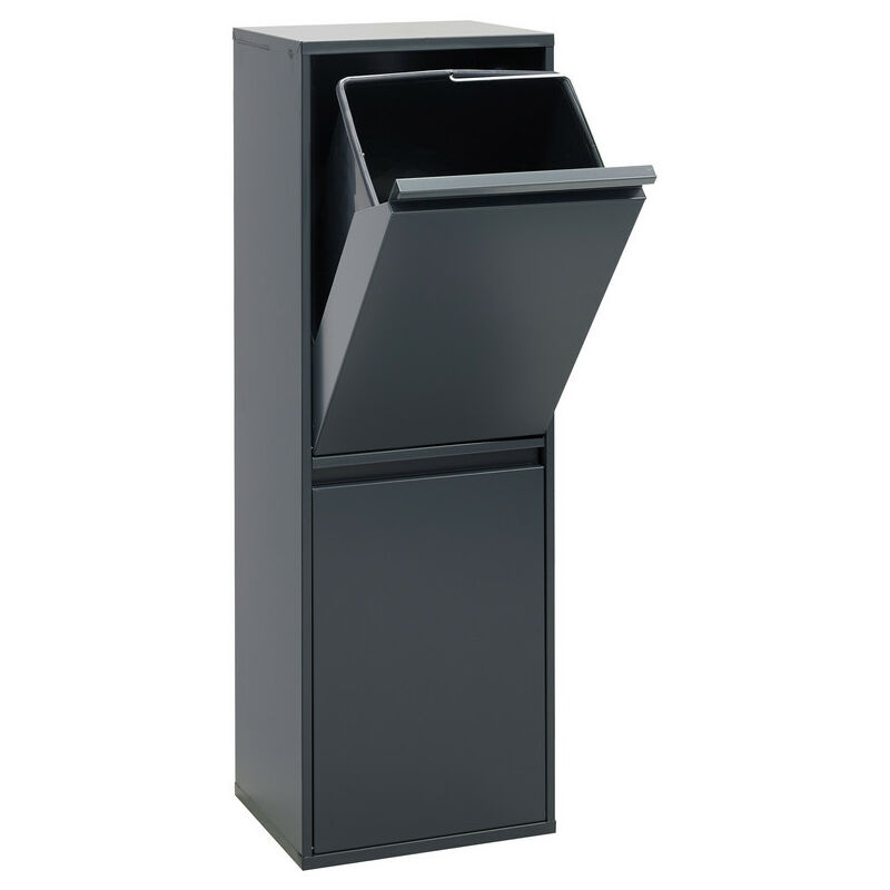Basic Poubelle de recyclage en acier, poubelle de tri sélectif, 2 seaux, 2 x 17L (34L), Anthracite CR204-B - Arregui Basic Poubelle de recyclage en acier, poubelle de tri sélectif, 2 seaux, 2 x 17L (34L), Anthracite CR204-B - Arregui