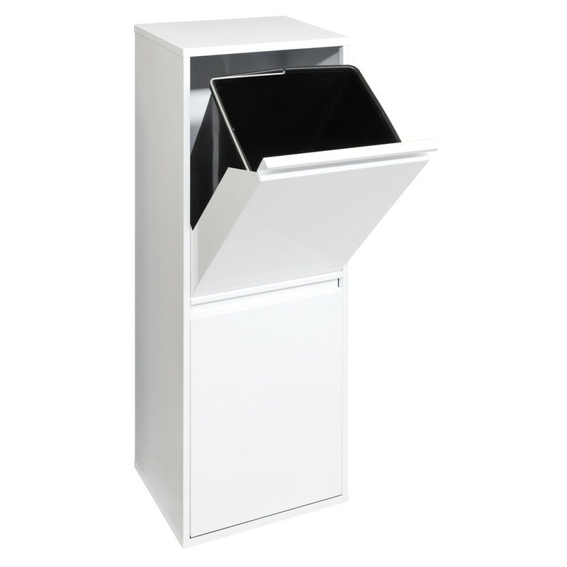Basic Poubelle de recyclage en acier, poubelle de tri sélectif, 2 seaux, 2 x 17L (34L), Blanc CR201-B - Arregui