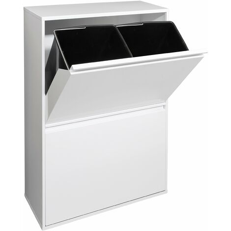 ARREGUI Basic CR601-B Pattumiera Differenziata 4 Scomparti  4x17 L (68 L)  Contenitore in Acciaio da Interno  Mobile per Raccolta Differenziata  Cestino per Spazzatura da Cucina e Ufficio  Bianco