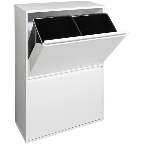 ARREGUI Basic CR601-B Poubelle de recyclage en acier, poubelle de tri sélectif, 4 seaux, 4 x 17L (68L), blanc - blanc