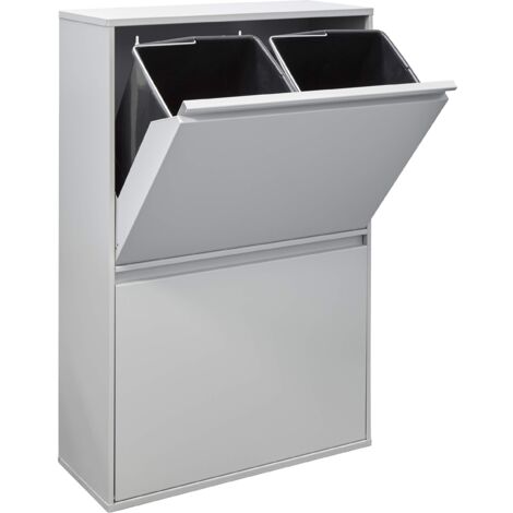 ARREGUI Basic CR602-B Pattumiera Differenziata 4 Scomparti  4x17 L (68 L)  Contenitore in Acciaio da Interno  Mobile per Raccolta Differenziata  Cestino per Spazzatura da Cucina e Ufficio  Grigio
