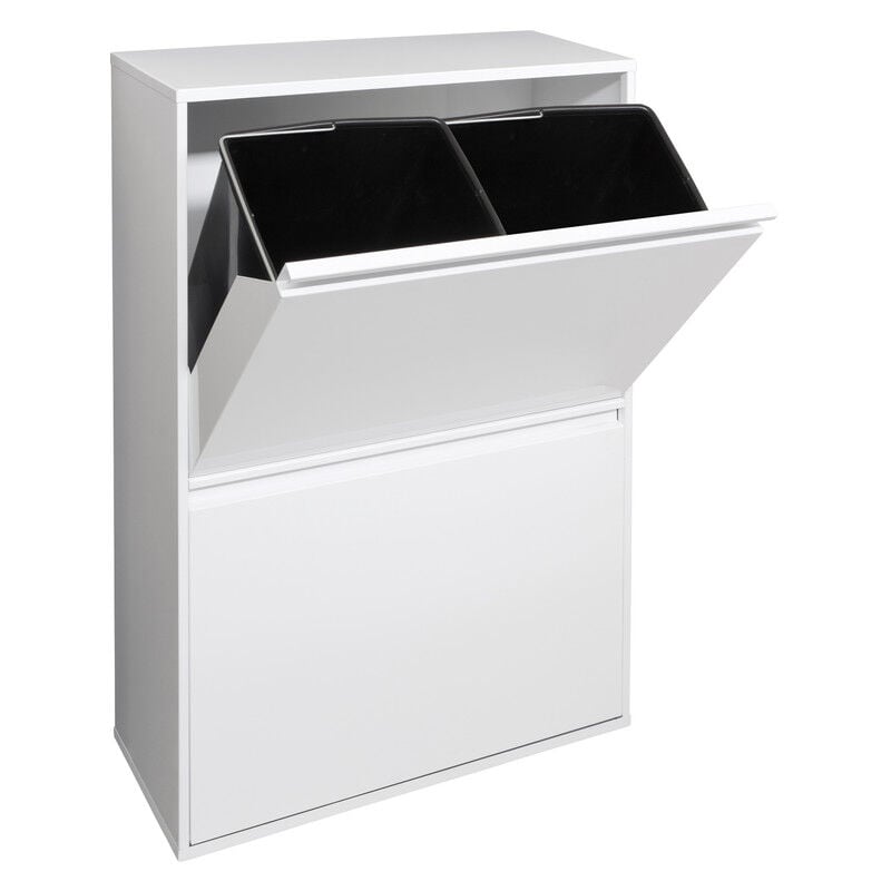 Arregui - Basic Poubelle de recyclage en acier, poubelle de tri sélectif, 4 seaux, 4 x 17L (68L), Blanc CR601-B