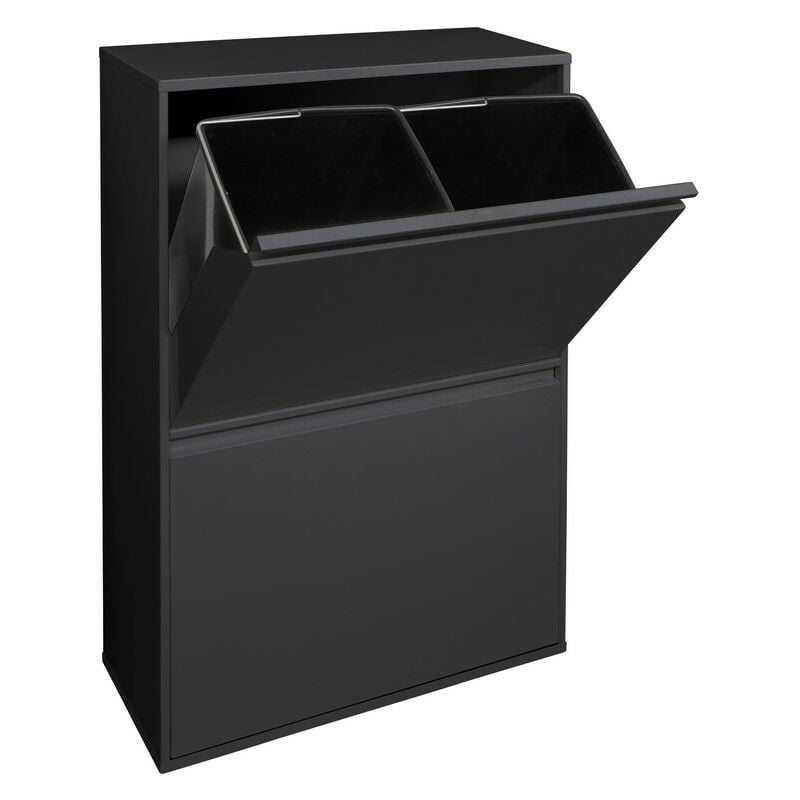 Arregui - Basic Poubelle de recyclage en acier, poubelle de tri sélectif, 4 seaux, 4 x 17L (68L), Noir CR606-B