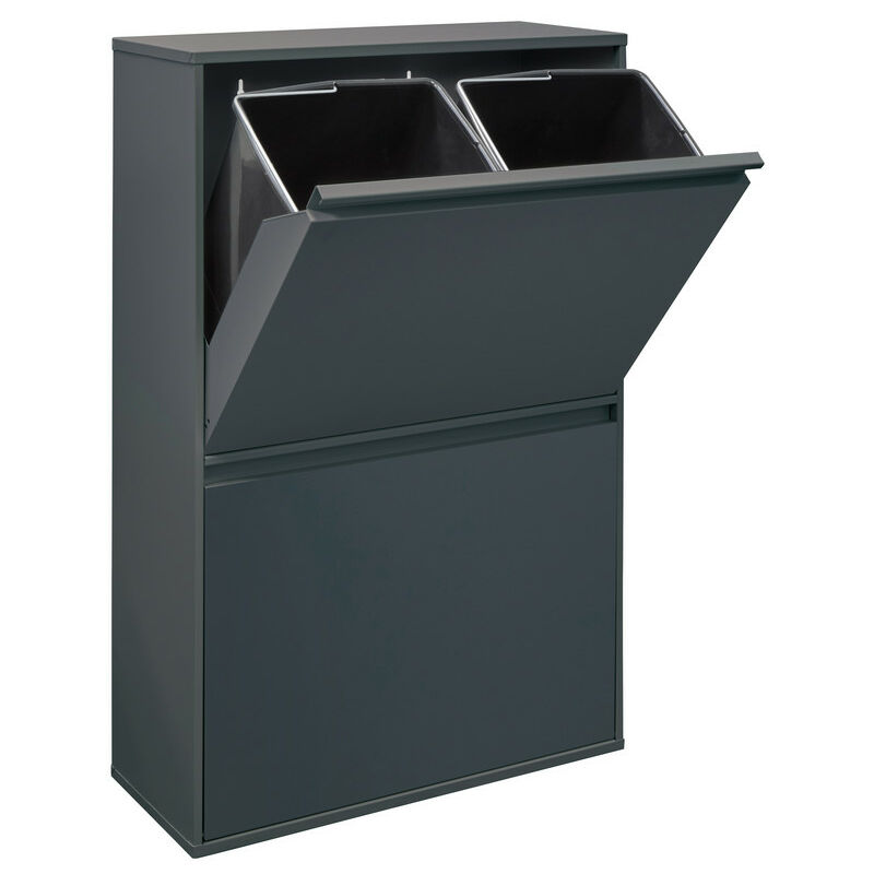 Basic Poubelle de recyclage en acier, poubelle de tri sélectif, 4 seaux, 4 x 17L (68L), Anthracite CR604-B - Arregui Basic Poubelle de recyclage en acier, poubelle de tri sélectif, 4 seaux, 4 x 17L (68L), Anthracite CR604-B - Arregui
