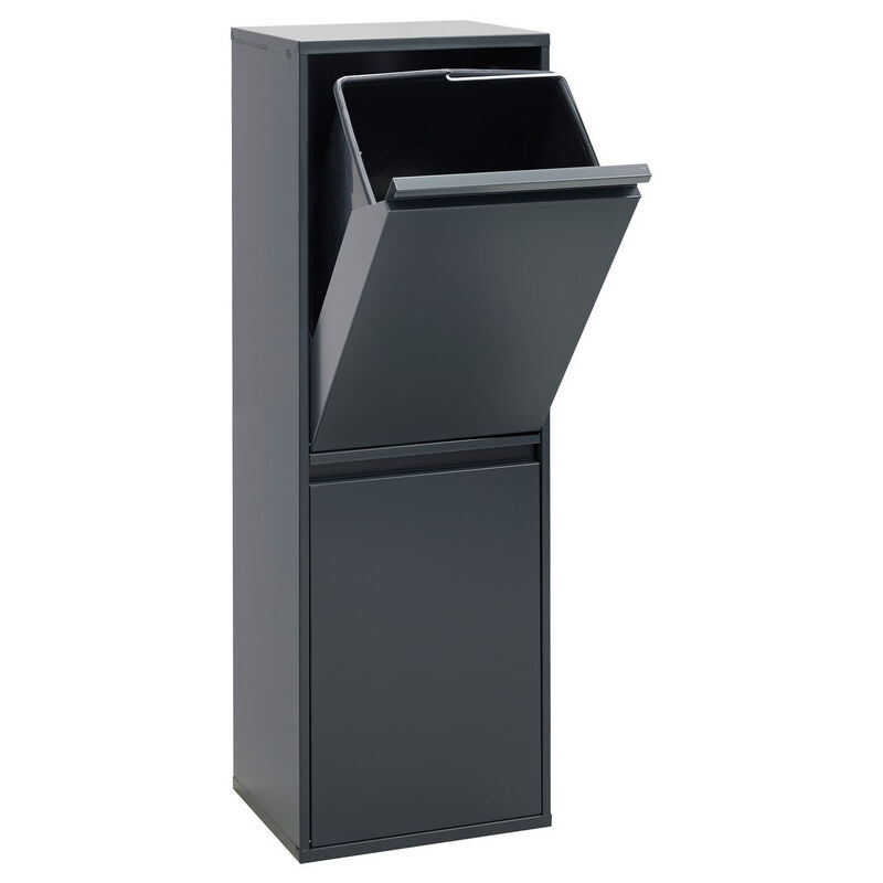 

Arregui Basic Cubo de basura y reciclaje de acero de 2 cubos, gris oscuro antracita - gris oscuro antracita