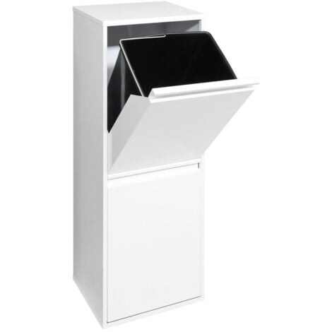 ARREGUI Basic Cubo de basura y reciclaje de acero de 2 cubos, mueble de reciclaje, 2 x 17 L (34 L) Blanco CR201-B