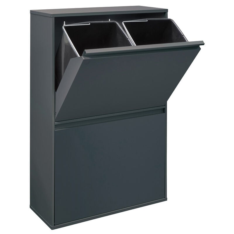 

Arregui Basic Cubo de basura y reciclaje de acero de 4 cubos, gris oscuro antracita - gris oscuro antracita