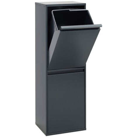 ARREGUI Basic Poubelle de recyclage en acier, poubelle de tri sélectif, 2 seaux, 2 x 17L (34L), Anthracite CR204-B