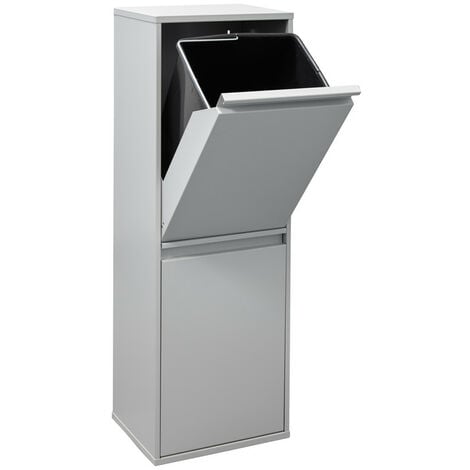 ARREGUI Basic Recycling Abfalleimer / Mülleimer aus Stahl, Mülltrennsystem mit 2 entnehmbaren Inneneimern aus Kunststoff mit Griff 2 x 17L (34 L) Weiß CR201-B