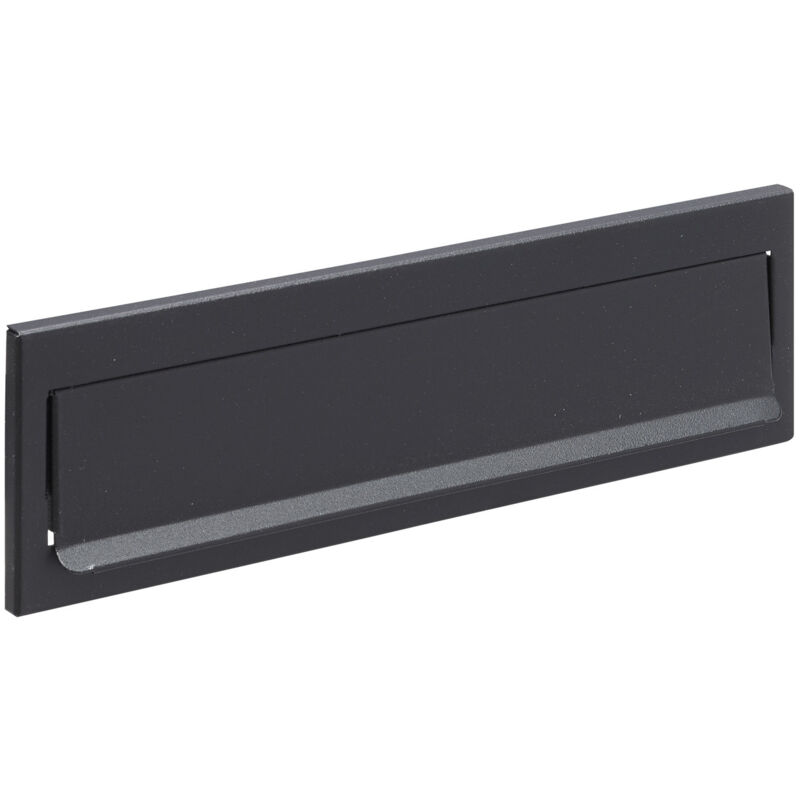 Arregui - C604 Entrée de boîte aux lettres en acier pour porte, mur et portail. Bouche d'entrée de boite aux lettres extérieure de 23 x 3 cm, Noir