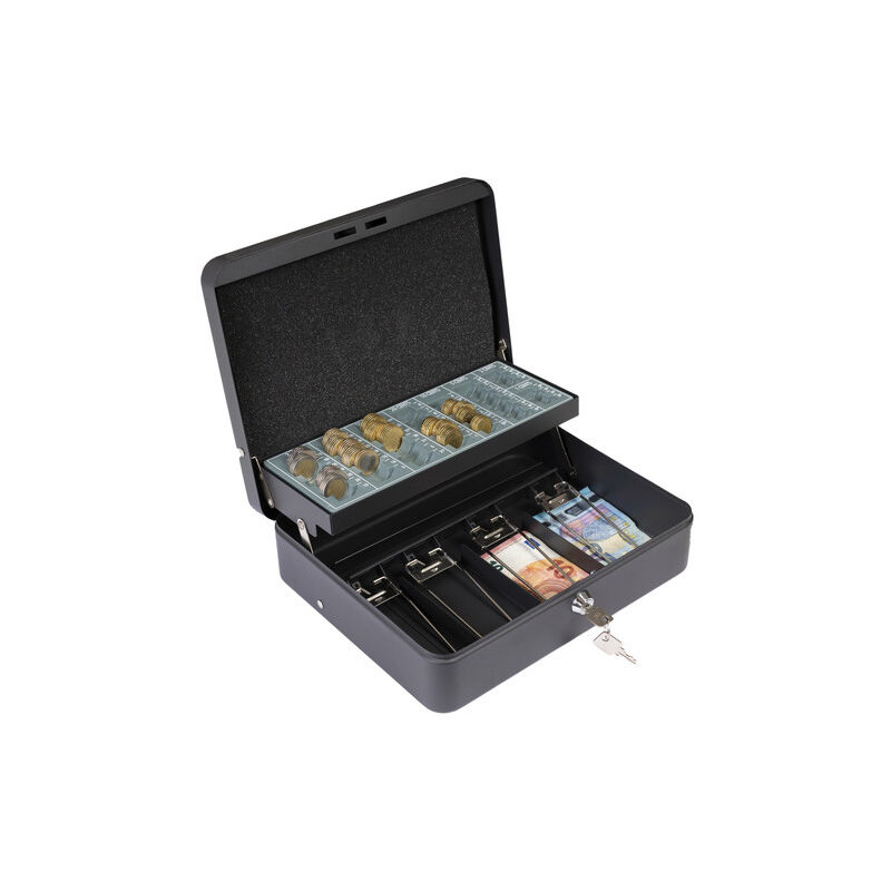 Image of Cashier Clip C9244-EUR Cassetta di sicurezza con chiave per trasportare denaro Cassetta Portavalori in acciaio con vassoio Portamonete e fermasoldi