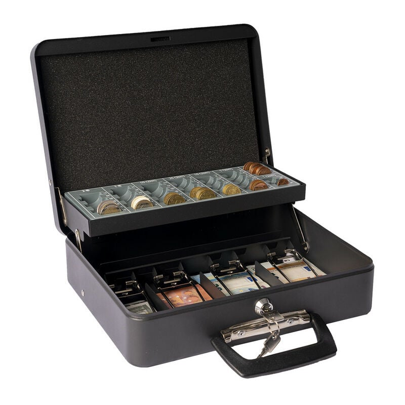 Arregui - Cashier Clips C9244H-EUR Caisse à monnaie et billets à clé pour transporter l'argent Caisse en acier monnayeur et compartiment pieces et