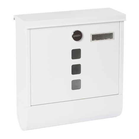 ARREGUI Chance E7001 Cassetta Postale in Acciaio con Portagiornali, Formato M (DIN A4), Cassetta della Posta con Serratura Coperta e Portanome, Facile de Montare, Bianco