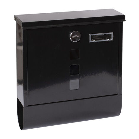 ARREGUI Chance E7004 Cassetta Postale in Acciaio con Portagiornali, Formato M (DIN A4), Cassetta della Posta con Serratura Coperta e Portanome, Facile de Montare, Nero