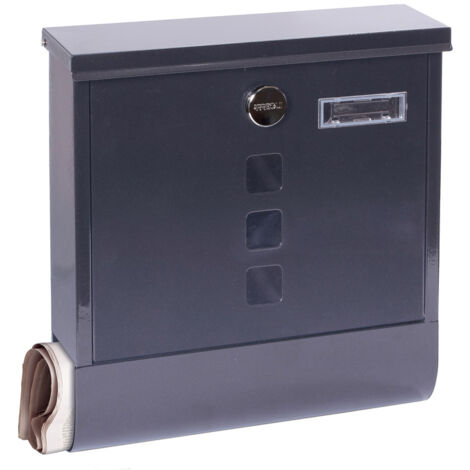 ARREGUI Chance E7005 Cassetta Postale in Acciaio con Portagiornali, Formato M (DIN A4), Cassetta della Posta con Serratura Coperta e Portanome, Facile de Montare, Grigio Antracite