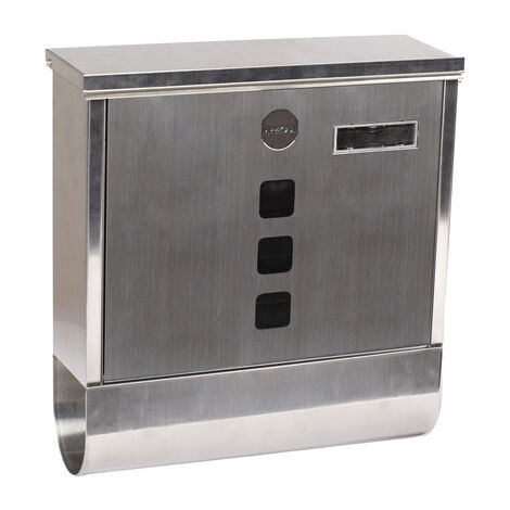 ARREGUI Chance E7007 Cassetta Postale in Acciaio Inossidabile con Portagiornali, Formato M (DIN A4), Cassetta della Posta con Serratura Coperta e Portanome, Facile de Montare, Inox
