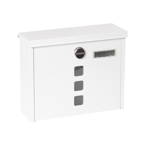ARREGUI Chance E7101 Boîte aux Lettres Individuelle en Acier, Taille M (Format A4), Boîte aux Lettres avec Serrure Couverte et Porte-carte, Facile à Installer, Blanc