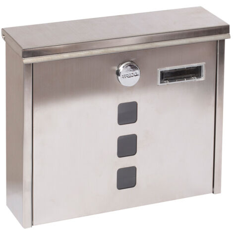 ARREGUI Chance E7107 Boîte aux Lettres Individuelle en Acier Inoxydable, Taille M (Format A4), Boîte aux Lettres avec Serrure Couverte et Porte-carte, Facile à Installer, Inox