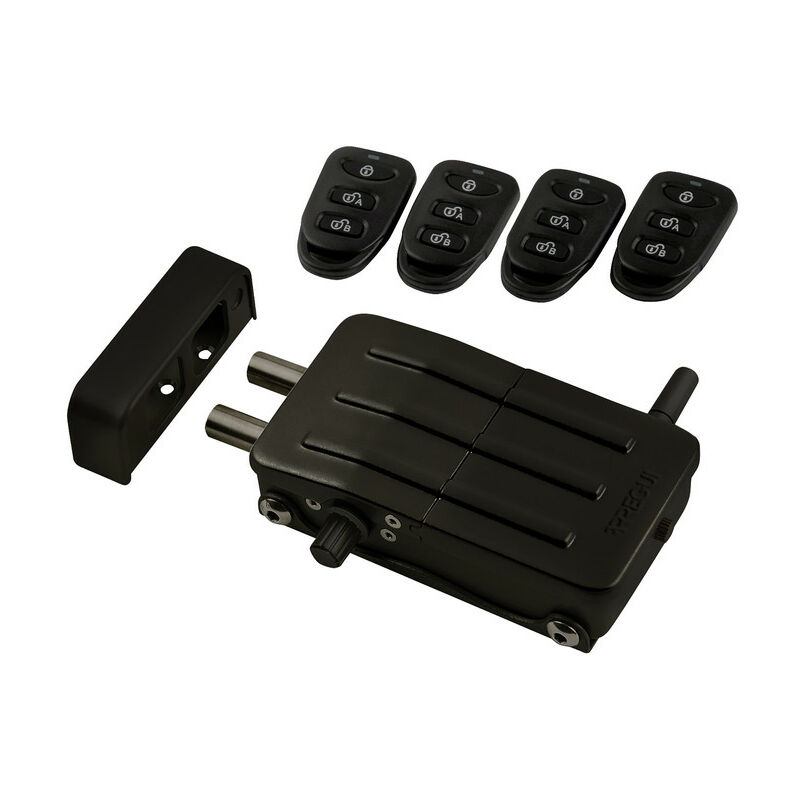 Arregui - CI10 Verrou électronique, serrure invisible, 4 télécommandes, Noir