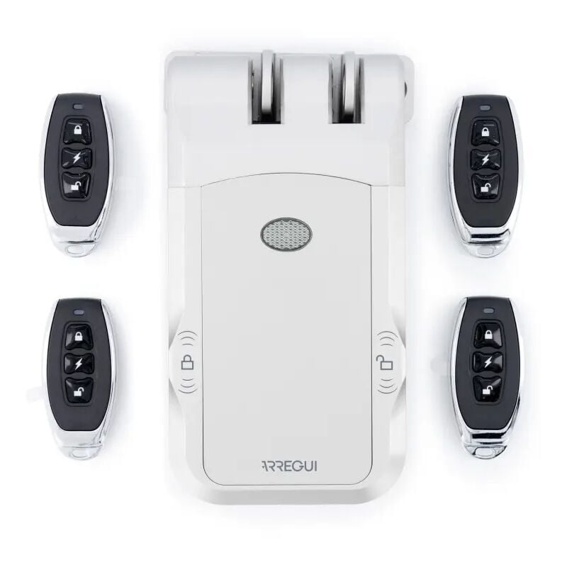 CI30P Verrou électronique, Serrure de sécurité invisible pour porte, Vérrou à bouton et 4 télécommandes inclus, Serrure intelligente, Gris - Arregui