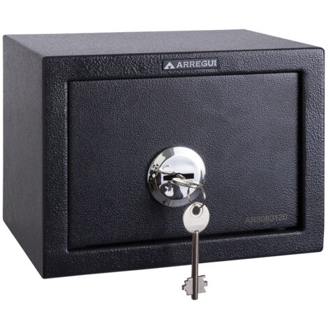 Arregui – Coffre-fort en acier avec serrure à clé T17K – Sécurité pour maison – Dimensions 17 x 23 x 17 cm – Volume 4 L – Installation facile