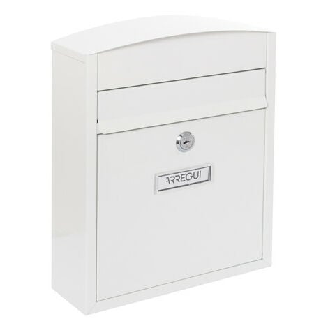 ARREGUI Compact Boîte aux Lettres en Acier, Taille S (Courrier format A5), Boîte aux Lettres Extérieure Individuelle, Boîte aux Lettres Murale, Anti-pluie, Facile à Installer, Blanc E5731