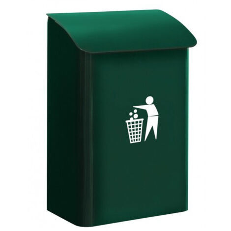 ARREGUI E6103 Cestino portarifiuti a muro per garage, interni e aree comuni, cestino da parete in acciaio, 18 L, verde