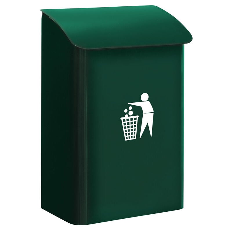 E6103 Poubelle Murale de recyclage en acier pour garage et espaces communs intérieurs, 18L, Vert - Arregui
