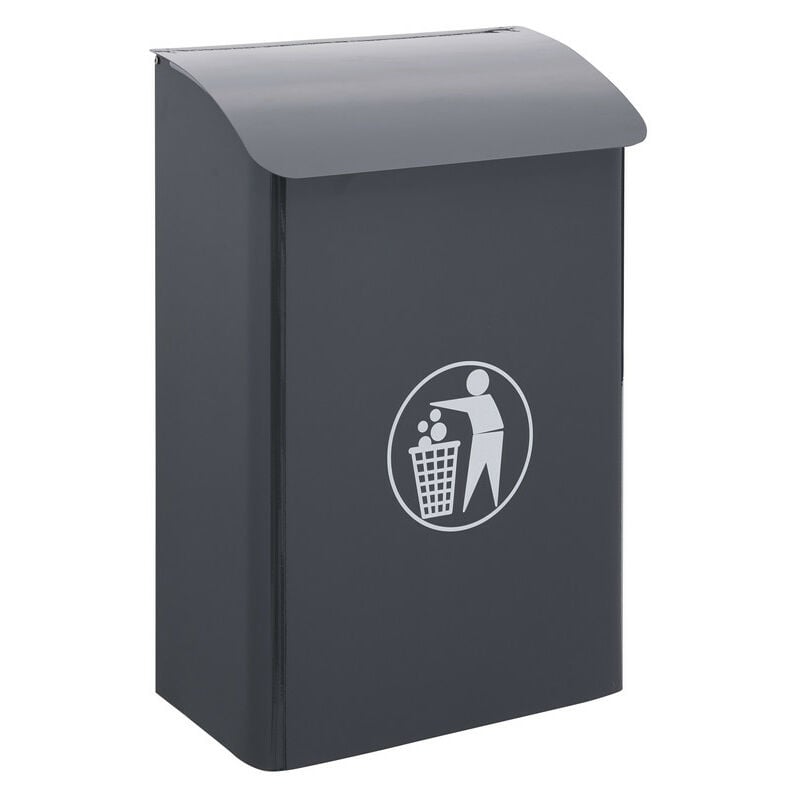 E6115 Poubelle Murale de recyclage en acier pour garage et espaces communs intérieurs, 30 l, Gris - Arregui