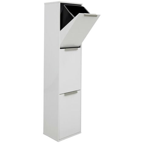 ARREGUI Ecoclas Pattumiera per raccolta differenziata, mobile d'acciaio per differenziata, bianco 3 secchi 3 x 17 L (51 L)