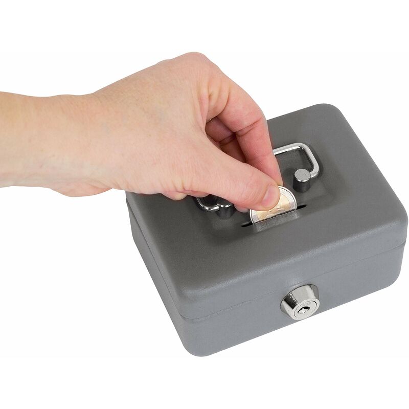 Image of Elegant Cassetta di sicurezza con chiave per contare e trasportare denaro, Cassetta Portavalori in acciaio con fessura, Cassaforte portatile de 12,5