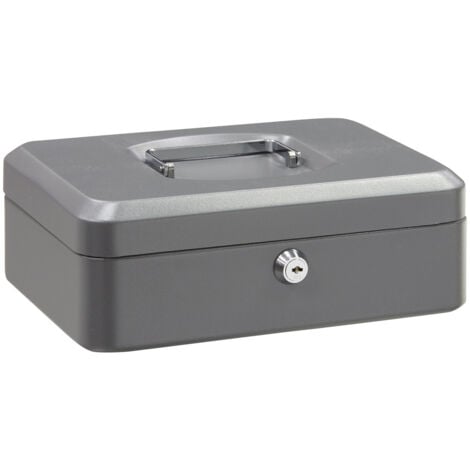 ARREGUI Elegant Caja Caudales con Llave para Contar y Transportar Dinero, Caja de Seguridad de acero con bandeja interior, Caja fuerte portatil 25 cm de ancho Gris grafito C9236