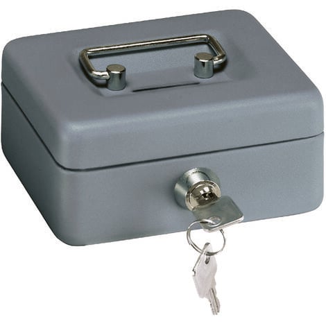 ARREGUI Elegant Caja Caudales con Llave para Contar y Transportar Dinero, Caja de Seguridad de acero con ranura, Caja fuerte portatil 12,5 cm de ancho Gris grafito C9006