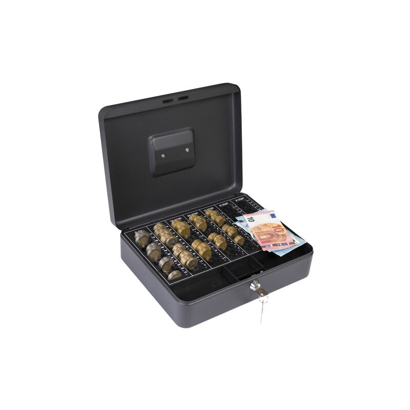 Image of Arregui - Elegant Cash Cassetta di sicurezza con chiave per contare e trasportare denaro, Cassetta Portavalori in acciaio con vassoio Portamonete,