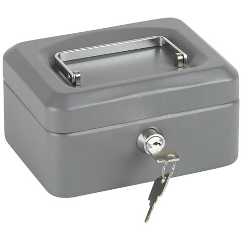 ARREGUI Elegant, Geldkassette aus Stahl, Geldbox, 15 cm breit, Abschließbare Kasse mit Geldeinsatz, Kleine Geldkassette mit Schlüssel und Münzeinsatz / Geldeinsatz, Geldkasse Grau C9216
