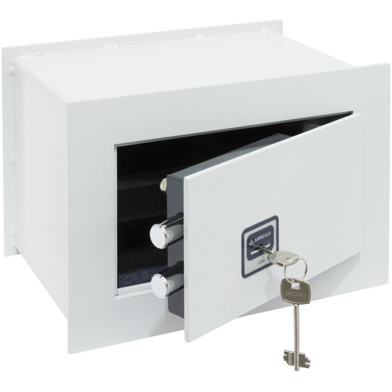 Arregui - Ideal 5 271310 Coffre-fort à emmurer, 5mm, ouverture à clé, petit 20 x 30 x 20 cm, 7 l Gris clair